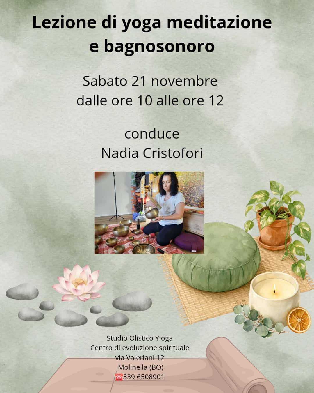 Locandina Yoga, meditazione e bagno sonoro